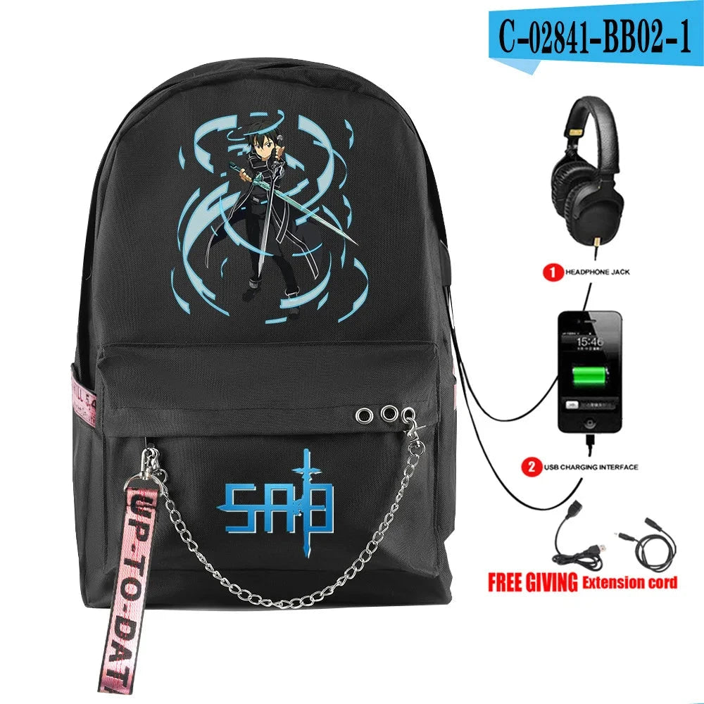 Hip Hop Youthful School Bags Unisex Sword Art Online Travel GlowCart