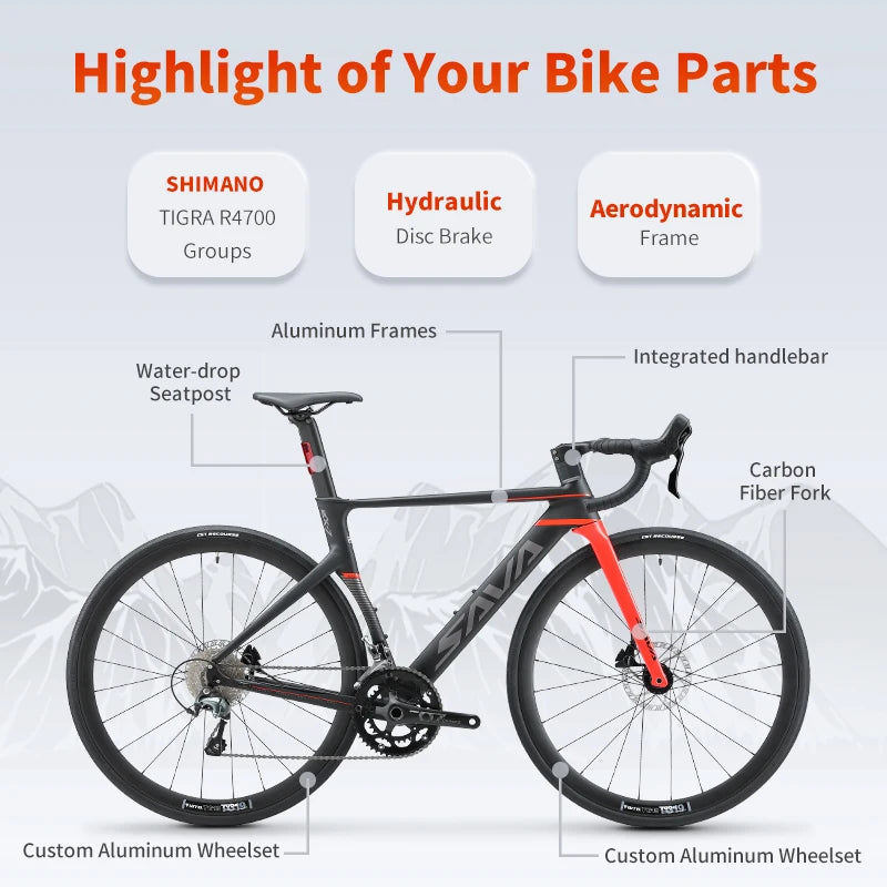 Low Price EX-7 Aluminum Road Bike with SHIMAN0 TIAGRAED-R4700 20 Speed Road Bike Race Bike UCI+CE Certified with LED Rear Light GlowCart