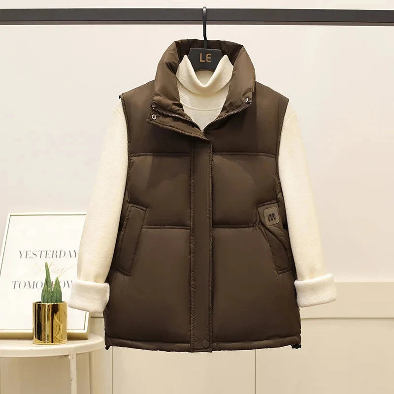 Cropped Puffer Vest Women Lightweight Quilted Bodywarmer GlowCart