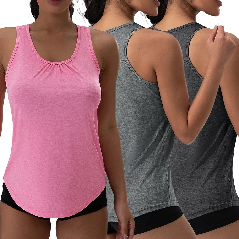 V-Neck Pleated Sleeveless Yoga Top for Women Loose Sports Top Solid Color Elastic Shirts Running Exercise Vests Gym Clothing GlowCart