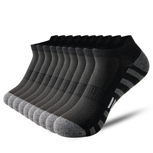 10 Pairs Men's Ankle Socks Summer Thin Men's Mesh Breathable Sports Short Socks Black Teenager Striped student Socks Gift 39-44 GlowCart