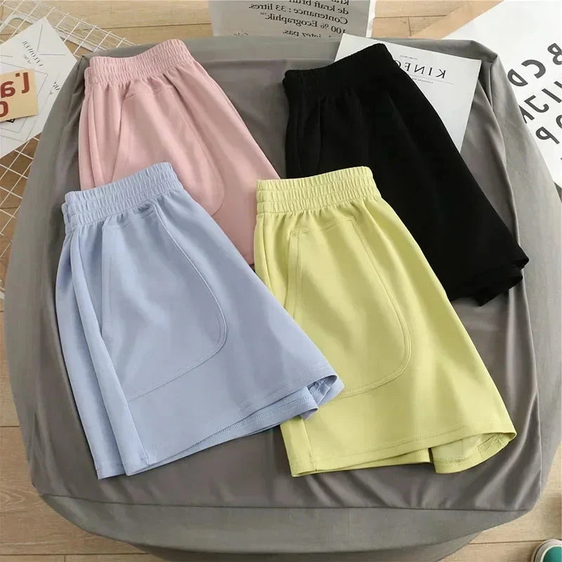 Women Simple Soft Shorts Large Size Casual Shorts Yoga Beach Pants Female Sports Shorts Wide Leg Bottoms Hot Streetwear GlowCart
