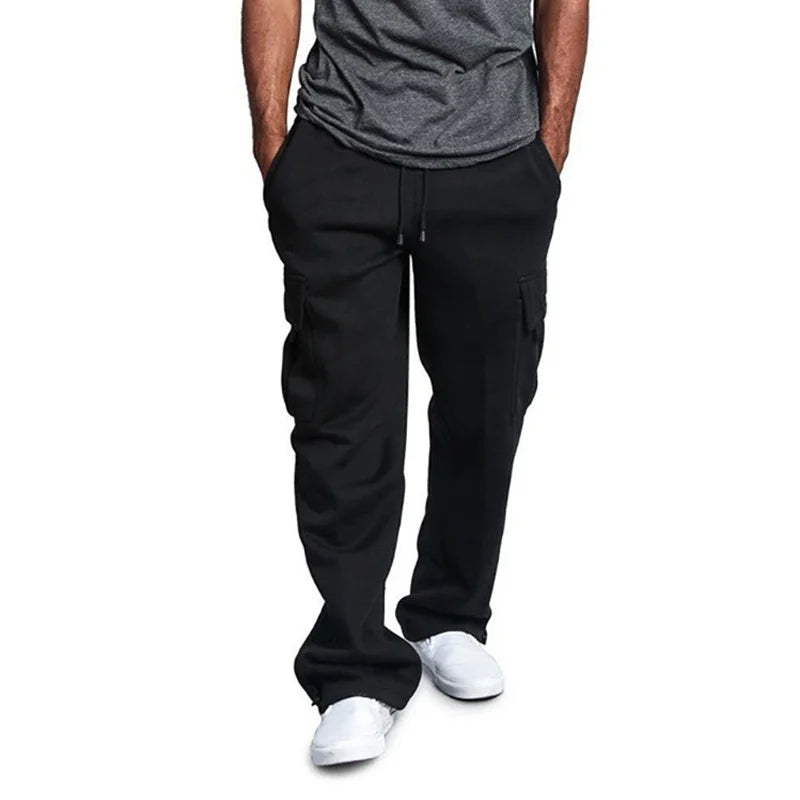 Men's  Cargo Pants Loose Drawstring Sweatpants with Pockets Sports Straight Trousers Jogging Long Pants Hip Hop Streetwear GlowCart