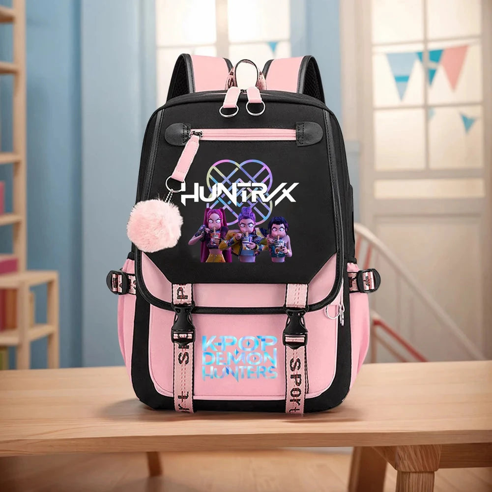 KPop Demon Hunters Backpack Demon Slayer Backpack Up To 20L Durable Waterproof Travel Backpack For Boys Girl Fan Peripheral Gift GlowCart