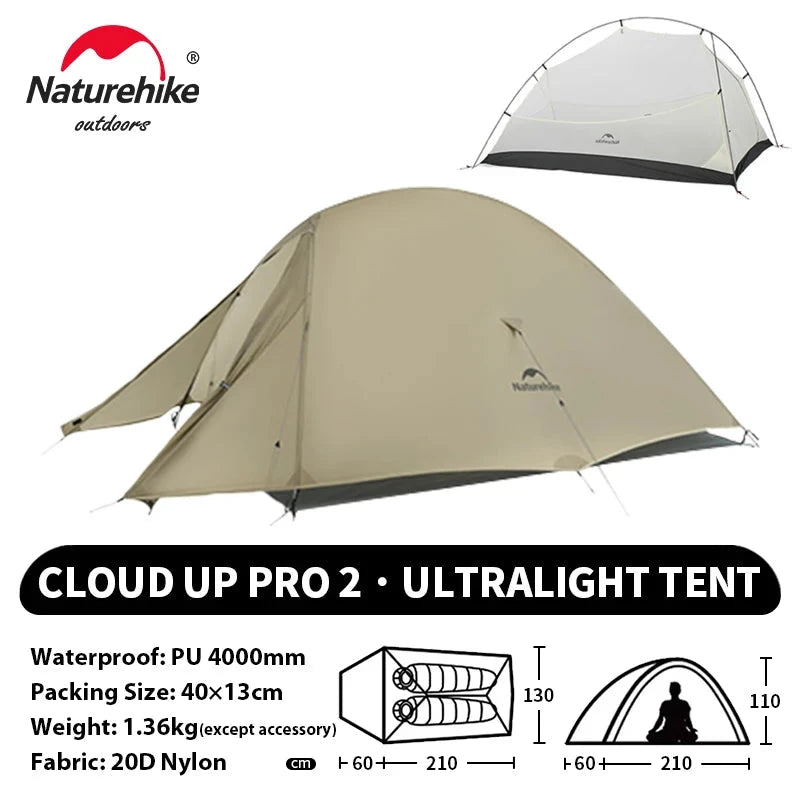 Naturehike Cloud Up 2 People Tent Ultralight 20D Camping GlowCart