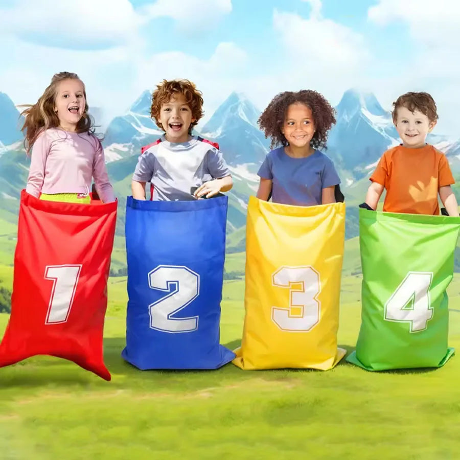4pcs Colorful Kids Jumping Bags Foldable Lightweight Kids Field Race Bag Portable Easy To Carry Outdoor Games Outdoor Race Bags GlowCart