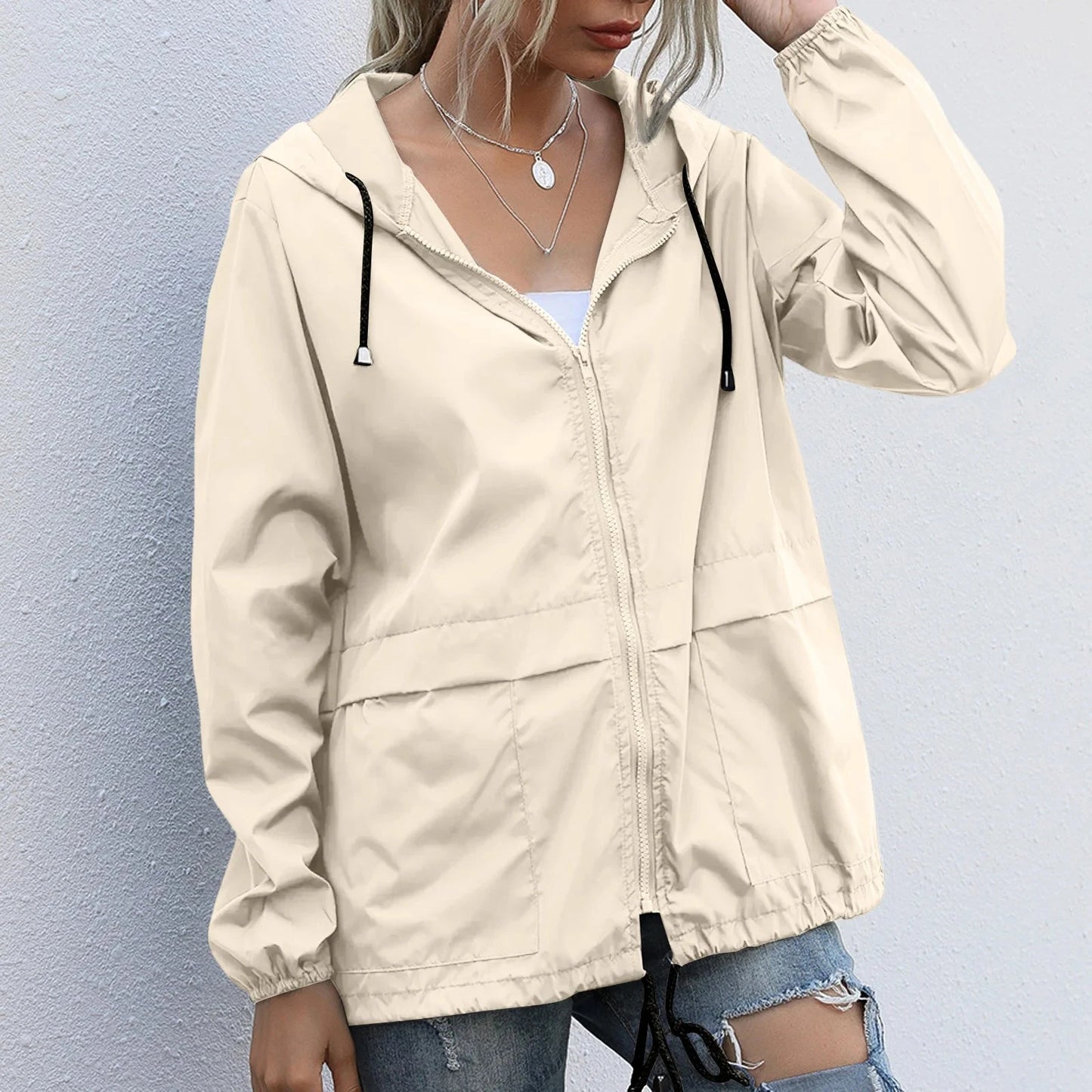 Solid Hooded Windproof Quick Dry Coat Ultra-Light Short GlowCart