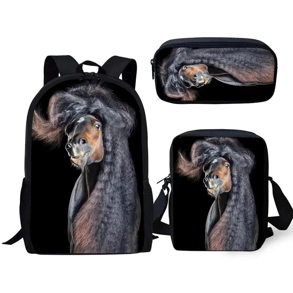 Cartoon Popular Friesian Horse 3D Print 3pcs/Set pupil GlowCart