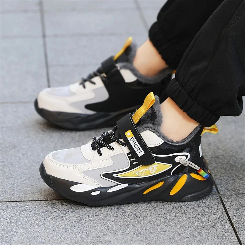 Winter Children Sneaker Shoes Fashion Platform Kids Boys Cotton Sneaker Warm Plush Casual Sports Tennis Shoes GlowCart