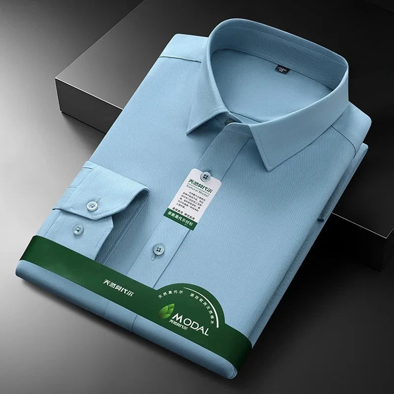 New Quality Anti-Wrinkle Men Shirt Long Sleeves Dress Shirts GlowCart