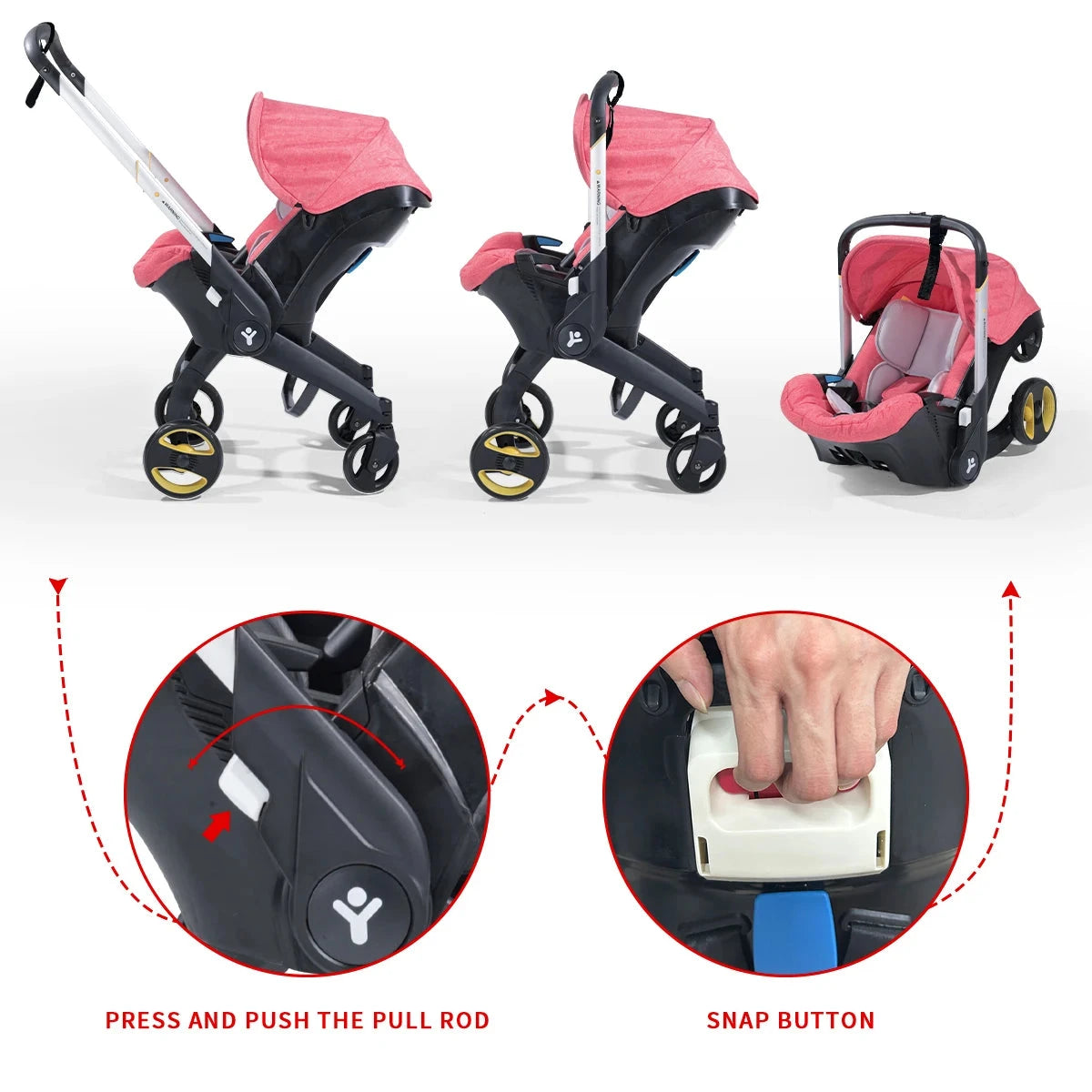 Newborn baby stroller, foldable travel stroller, two-way baby stroller, 0-3 years old GlowCart