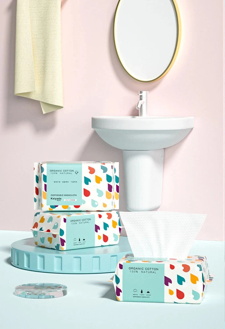 100PCS Disposable Thick 100% Cotton Face Towel Make Up Soft GlowCart