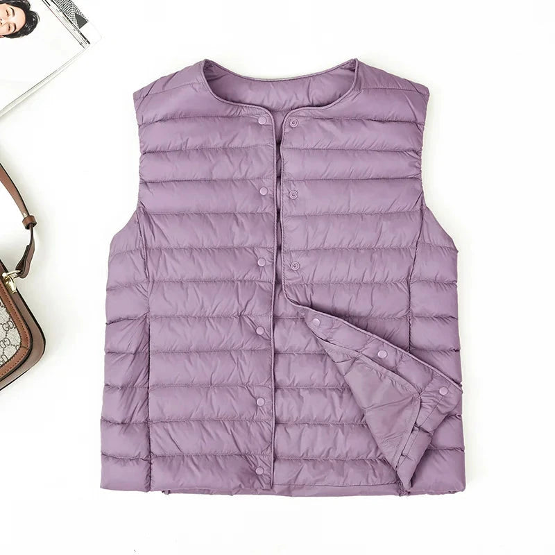 Women's Slim Fit Sleeveless Vest Ultra Lightweight White GlowCart