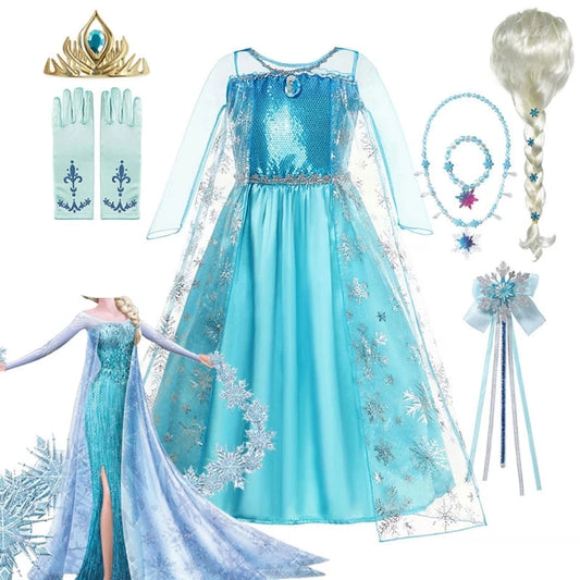 Girls Snow Queen Elsa Kids Costumes for Girl 2025 Carnival GlowCart
