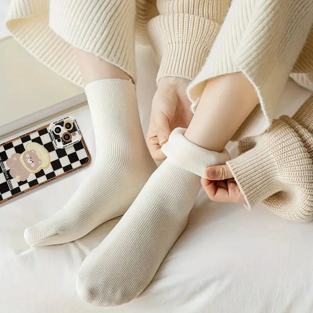 5pairs Winter Warm Solid Women Socks Thicken Thermal Socks GlowCart