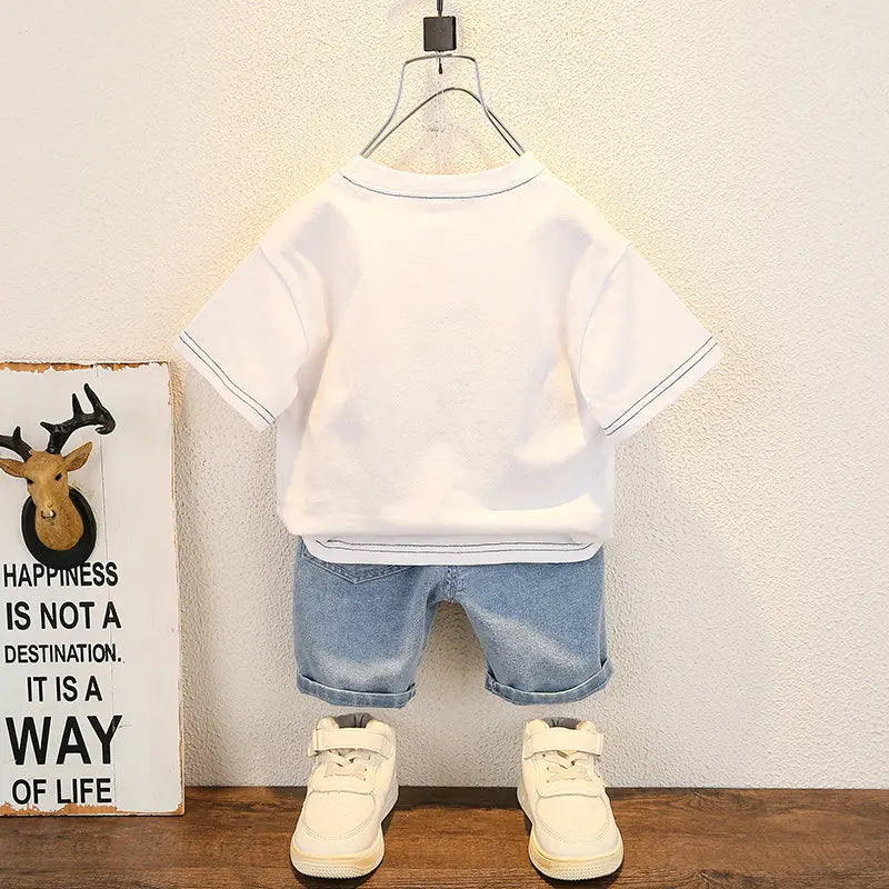 New Summer Baby Boy Kids Clothes Children Clothing Suit Tops Short-sleeve T-shirt Pants 2pcs/set Sport Infant 0-5 Years GlowCart