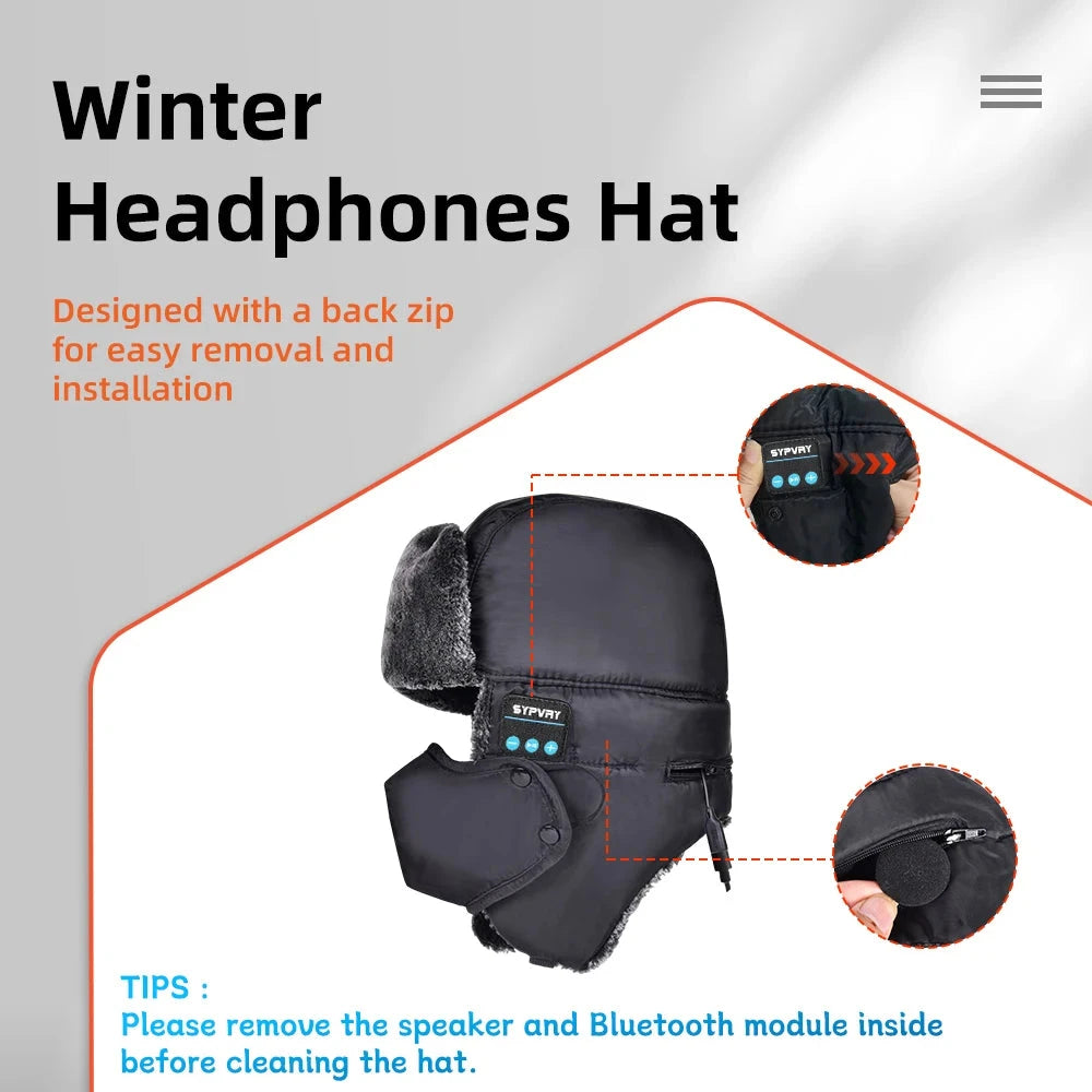 Winter Trapper Hat for Men Women Warm with Bluetooth GlowCart