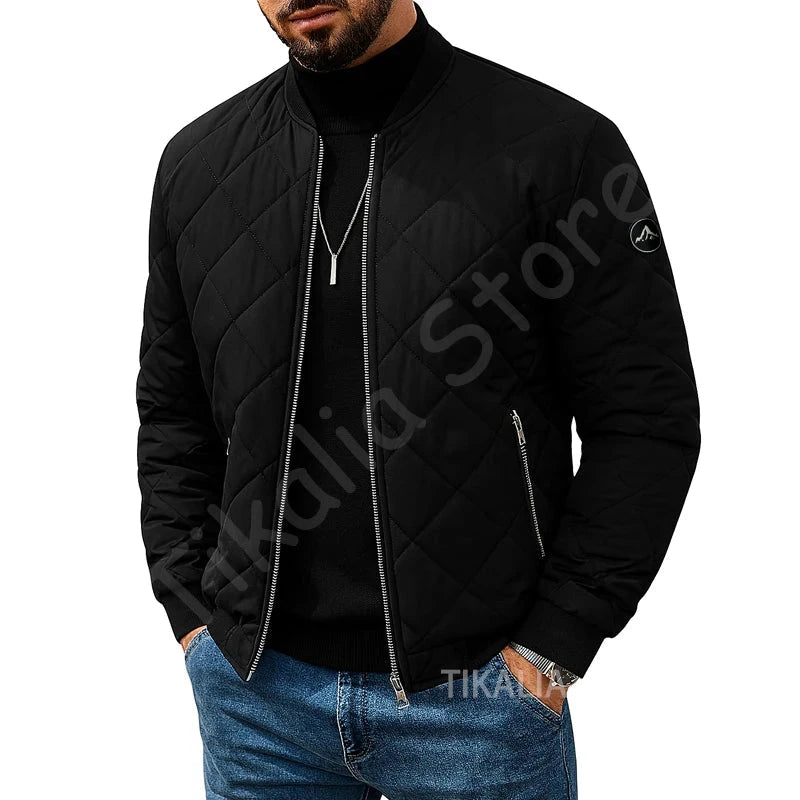 Quilted Jacket Men Autumn Winter Slim Fit Bomber Jacket Men GlowCart
