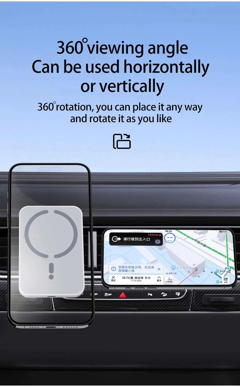 15W Magnetic Car Wireless Charger For Magsafe iPhone 12 13 GlowCart