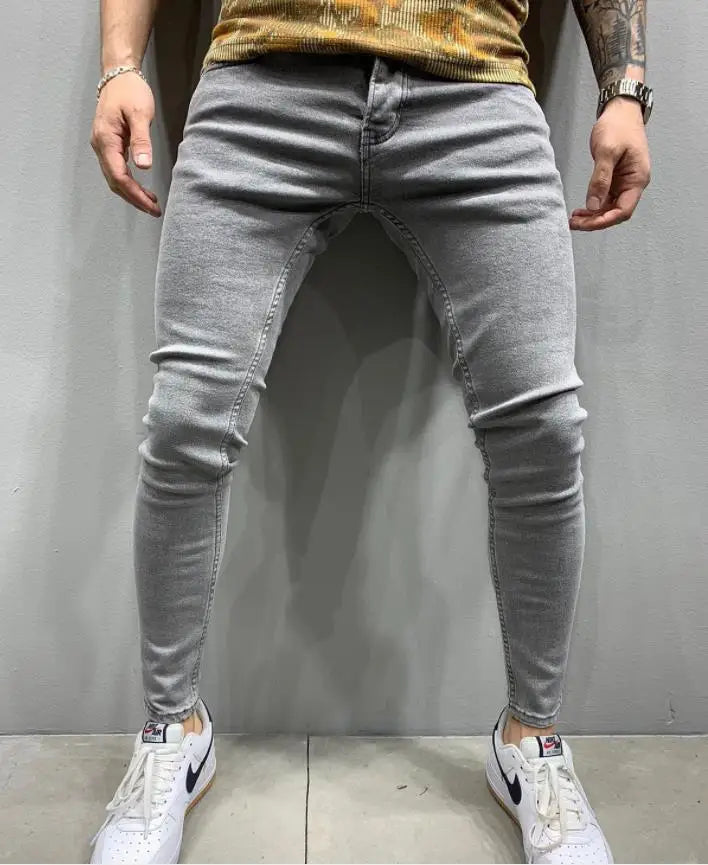 2024 Men Jeans Solid Pockets Stretch Denim Straight Pants Spring Summer Business Casual Trousers Daily Streetwear Men's Clothing GlowCart