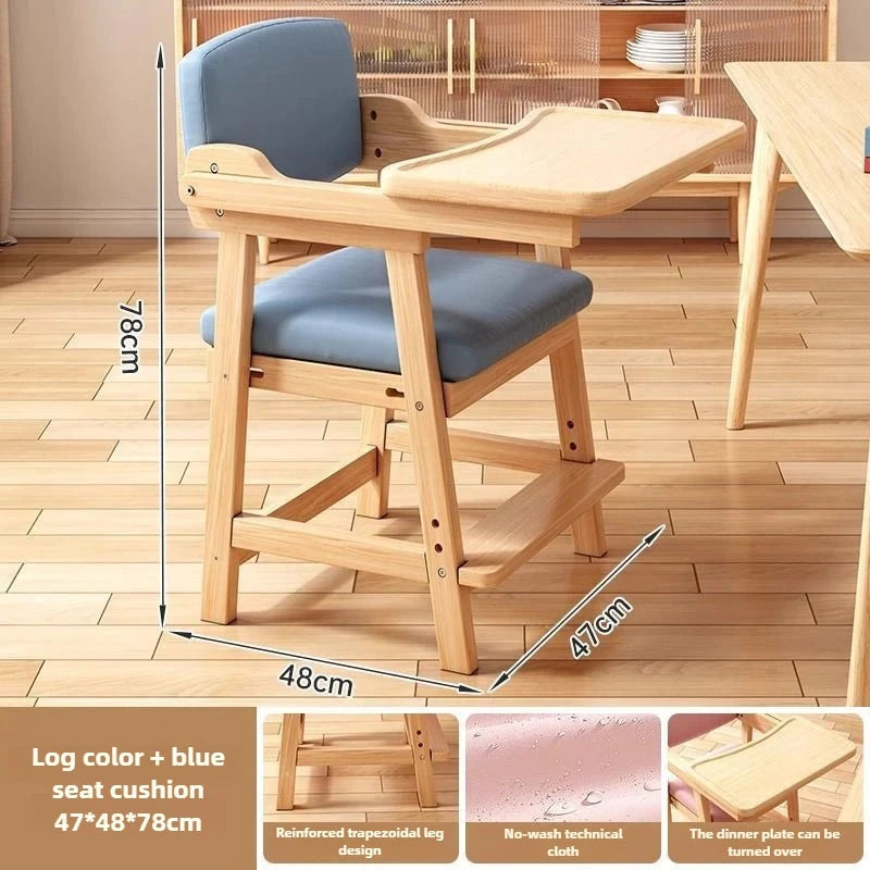 Pure Solid Wood Children’s Dining Chair Baby Foldable Dining Chair for Home Dining Table Simple Baby Chair for Eating Andgrowing GlowCart