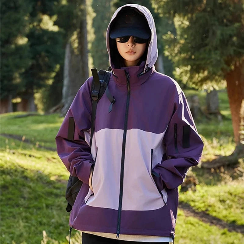 Loose Hooded Women's Windbreaker Jacket Fashion Mix Color GlowCart