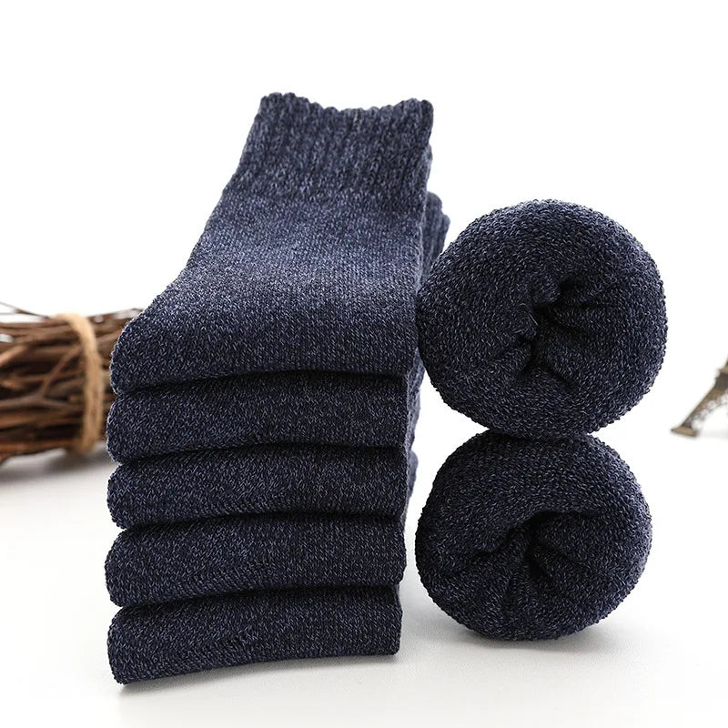 Winter Men Thick Warm Wool Socks Plaid Harajuku Retro Large Size Snow Leisure Antifreeze Cashmere Long Socks Calcetines GlowCart