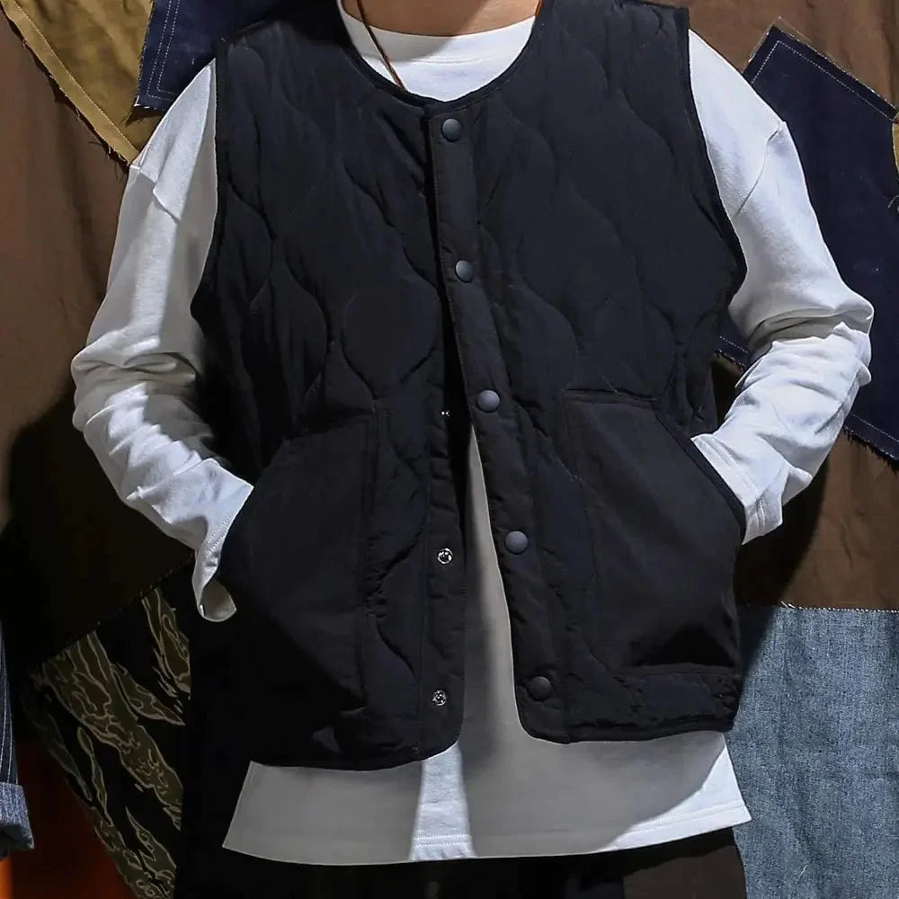 Vintage Cotton Padded Vest Mens Sleeveless Quilted Jacket GlowCart