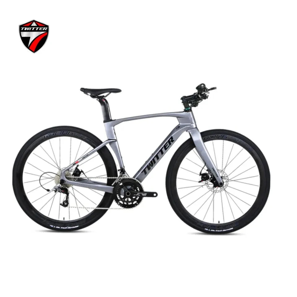 TWITTER GRAVEL-V3 Wheel Peak EDS radio variable 13speed Flat handlebar full carbon fiber gravel road bike hydraulic disc brakes GlowCart