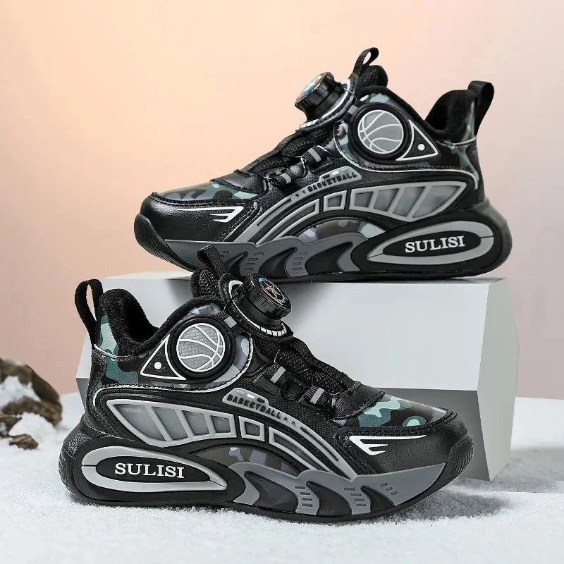Winter Children Sneaker Boys Basketball Shoes Kids Sneakers Warm Plush Athletic Footwear Boys Outdoor Sports Shoes 4 To 10 Years GlowCart