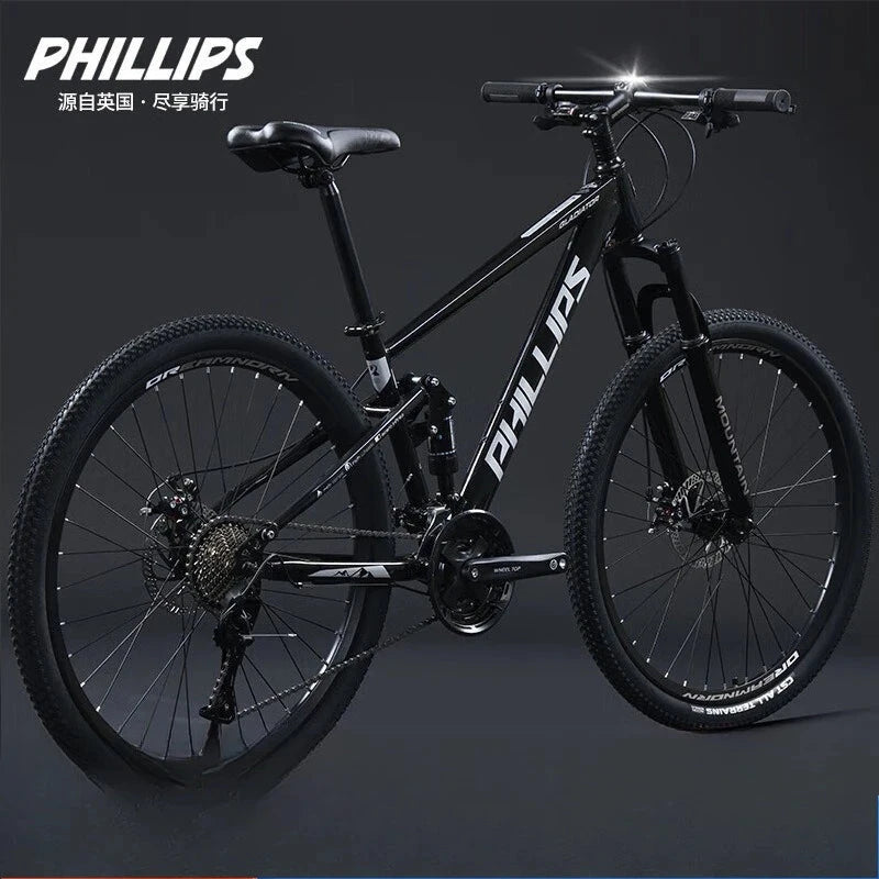 Soft Tail Mountain Bike Bicycle Adult Male Student Double Shock Absorption Disc Brake Variable Speed Off-Road AM Racing GlowCart