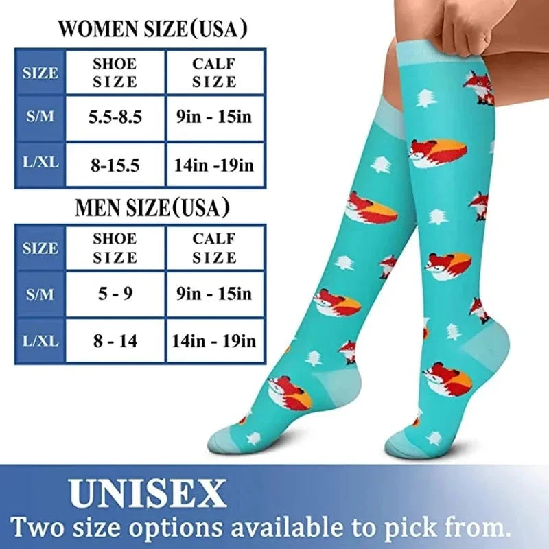 Men Women Compression Socks Varicose Veins Socks 20-30 Mmhg Outdoor Sports Cycling Travel Flight Nurse Running Leg Support Socks GlowCart