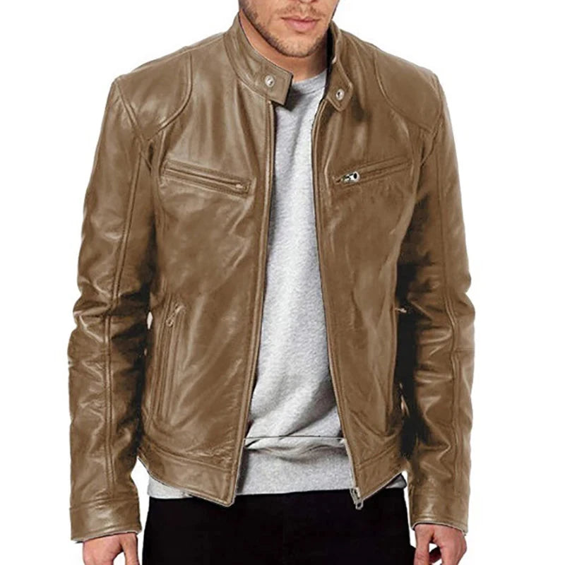 2024 Motorcycle Leather Jackets Man Casual Fashion GlowCart