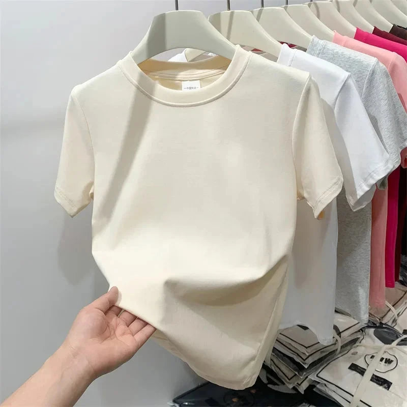 2025 Summer T Shirts For Women High Quality Solid Casual GlowCart