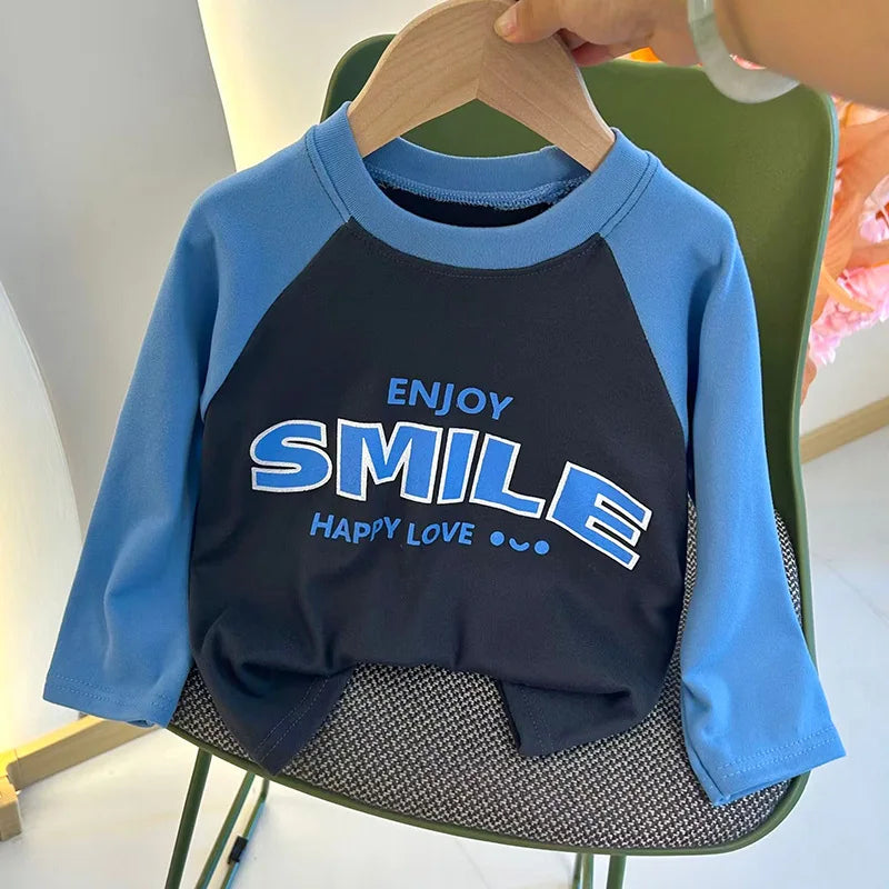 New Autumn Girls and Boys Long Sleeve T-shirt Base Shirt Letter Korean Style Children Clothing GlowCart