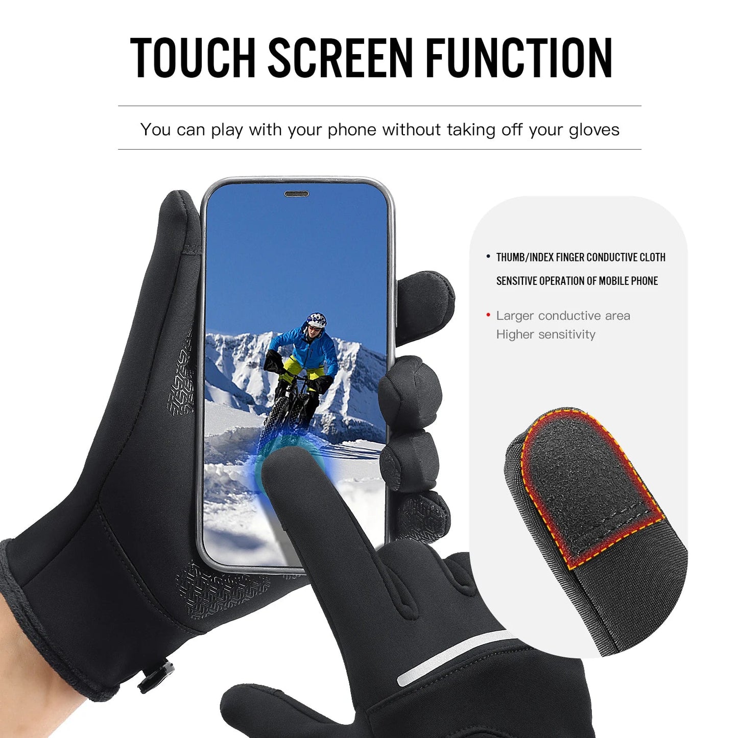 Winter Sports Plus Velvet Warm Gloves For Men And Women Touch Screen Ski Cycling Bicycle Riding Cold-Proof Outdoor Gloves GlowCart