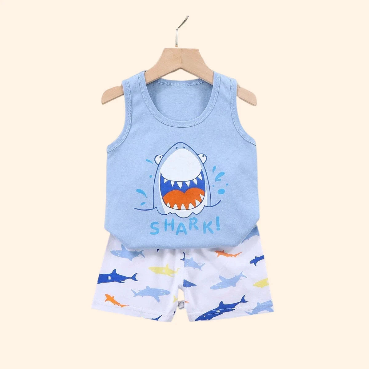2PCS Children Sets Kids Clothes Vest Suit  Summer Children Clothing baby Cotton T-Shirts Shorts Tank Top  Boys Girls Sleeveless GlowCart