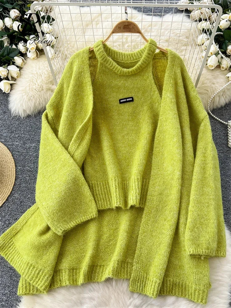 SINGREINY Fashion Solid Cashmere Sweater Long Sleeves Loose GlowCart