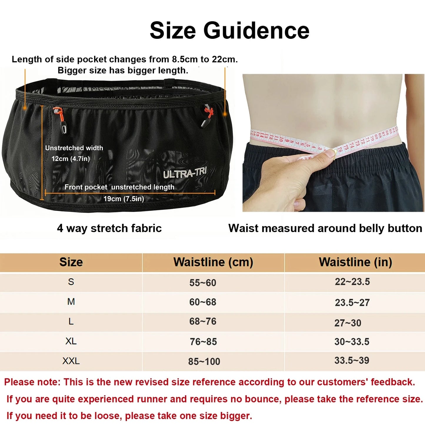 ULTRA-TRI Hydration Running Belt Elastic Bounce Resistant Trail Running Jogging Cycling Marathon Waist Pack GlowCart
