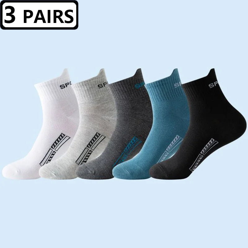 3 Pairs/lot Cotton Breathable Men's Socks Soft Sports High Quality Compression Black White Socks Mid Tube Male Socks Crew Meias GlowCart