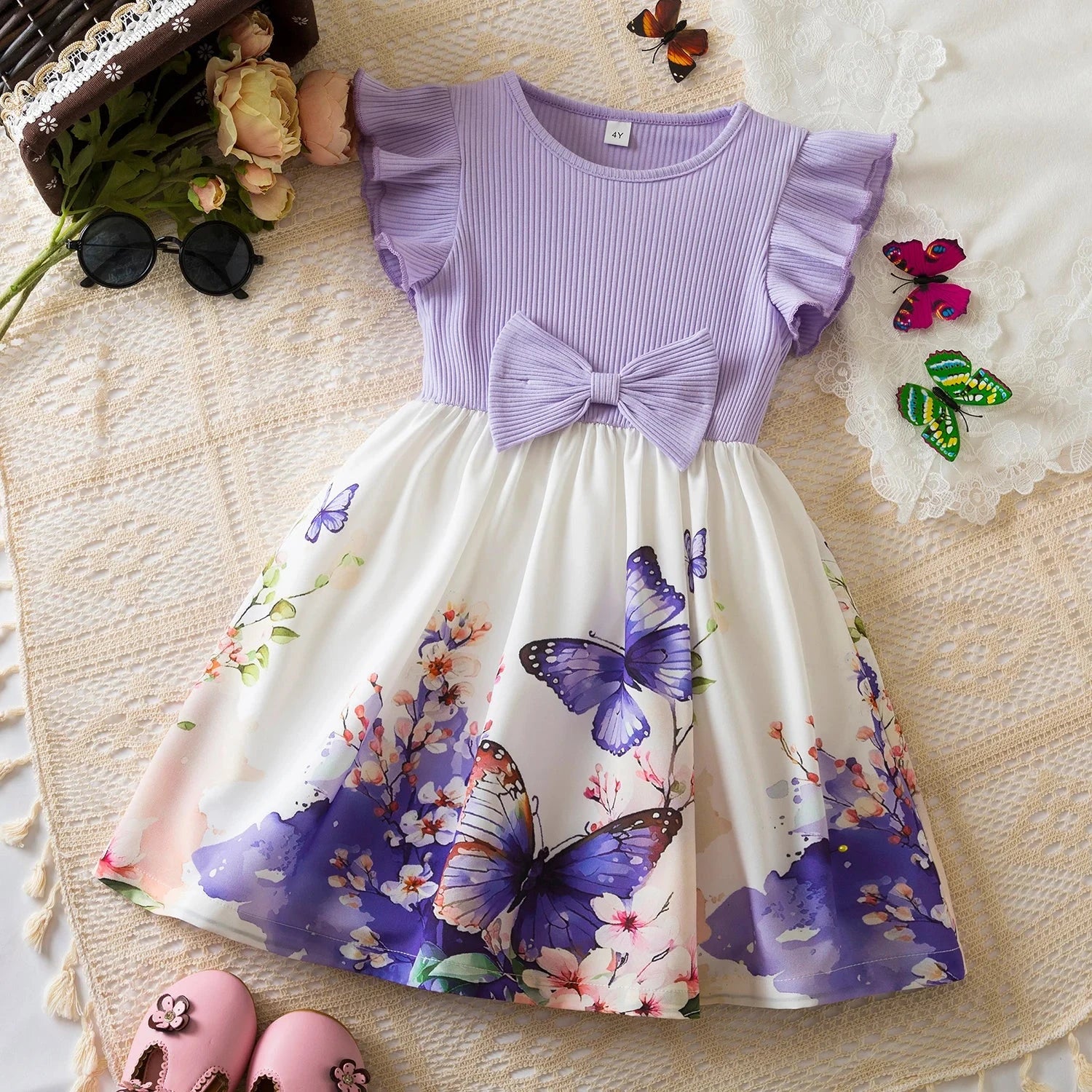 Flower Kids Dresses for Girls Wedding Birthday Party Dress Ruffles Sleeveless Elegant Princess Dress Children Casual Clothing GlowCart