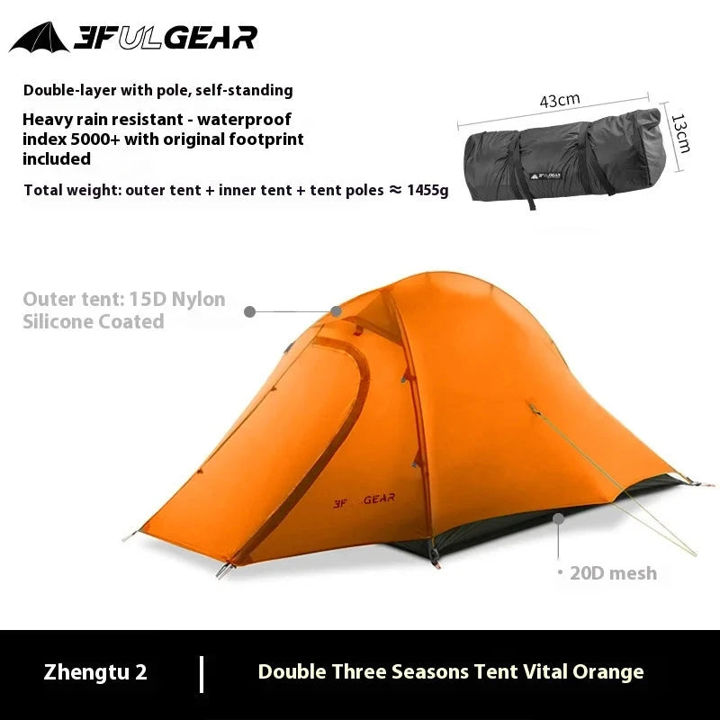3F UL GEAR 2 Person Camping Tent Ultralight Waterproof GlowCart