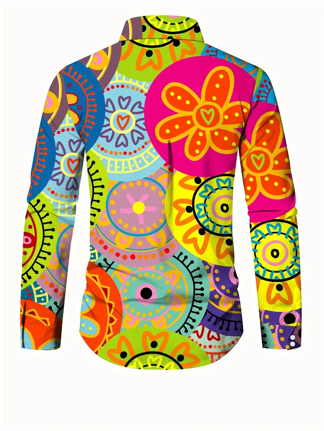 Men's long-sleeved shirts with bold abstract prints - bright GlowCart