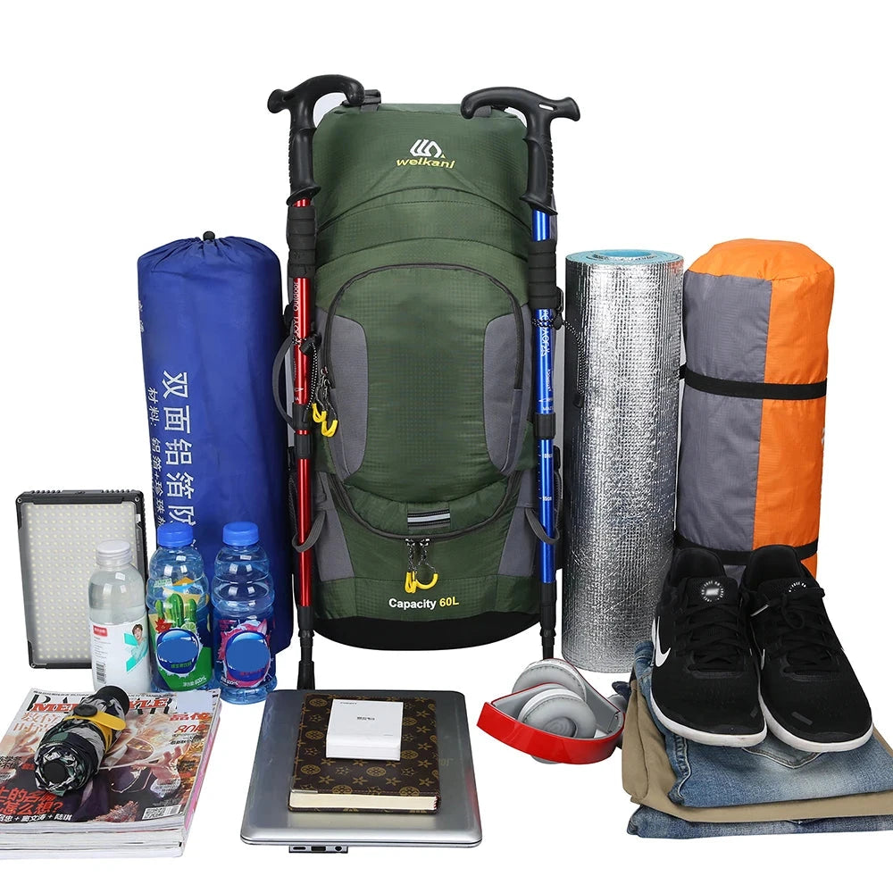 60L Waterproof Hiking Backpack Camping Mountain Climbing GlowCart