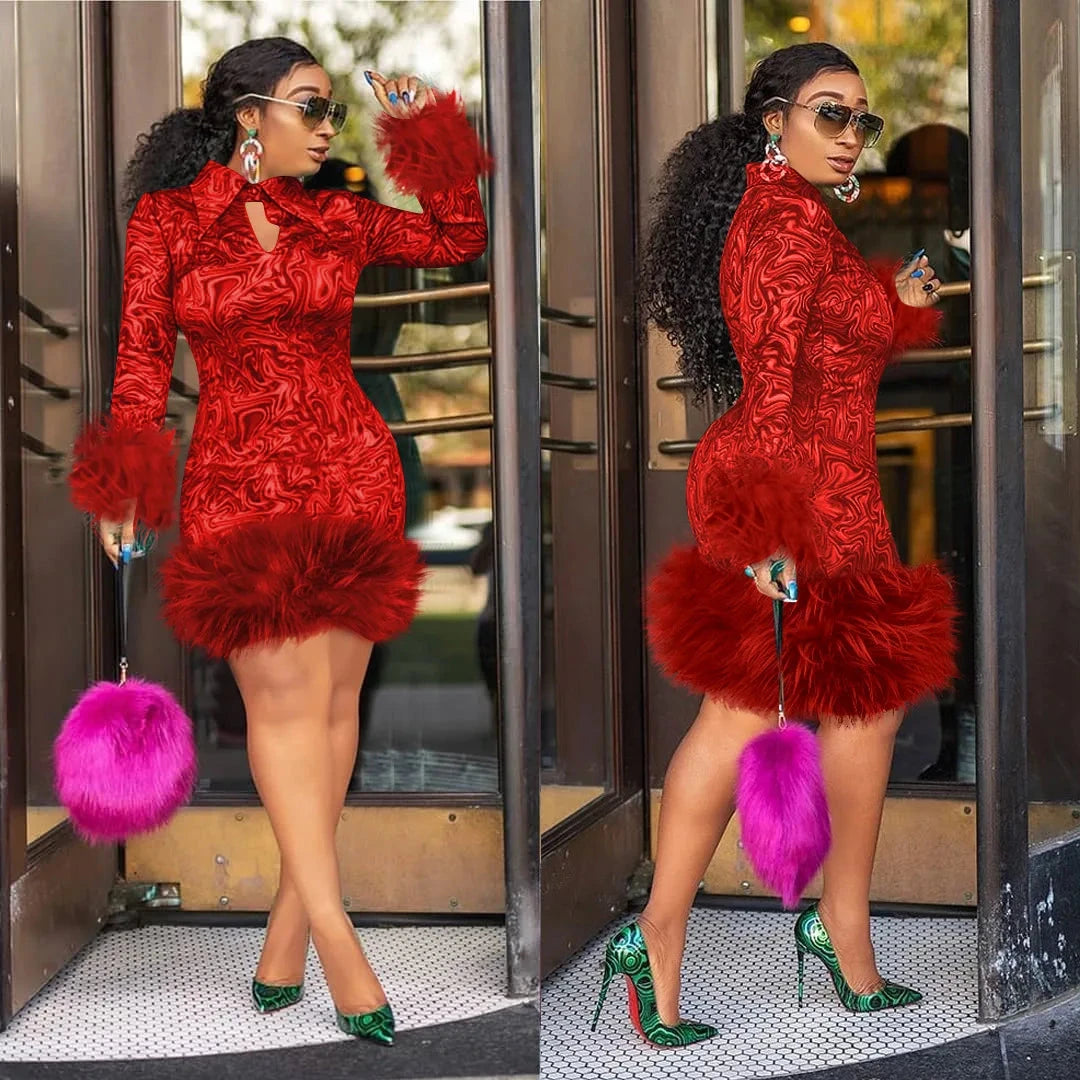 2024 cross-border hot fashion, elegant and sexy printed long GlowCart