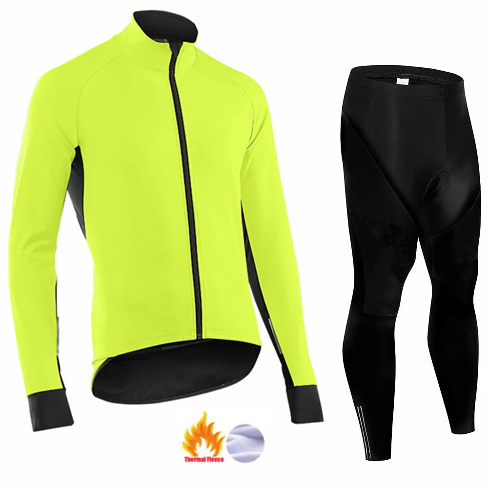 2026 New Thermal Fleece Cycling Jersey Set Winter Long Sleeve MTB Racing Bike Jersey Suit For Men Bib Pants Set Cycling Clothing GlowCart