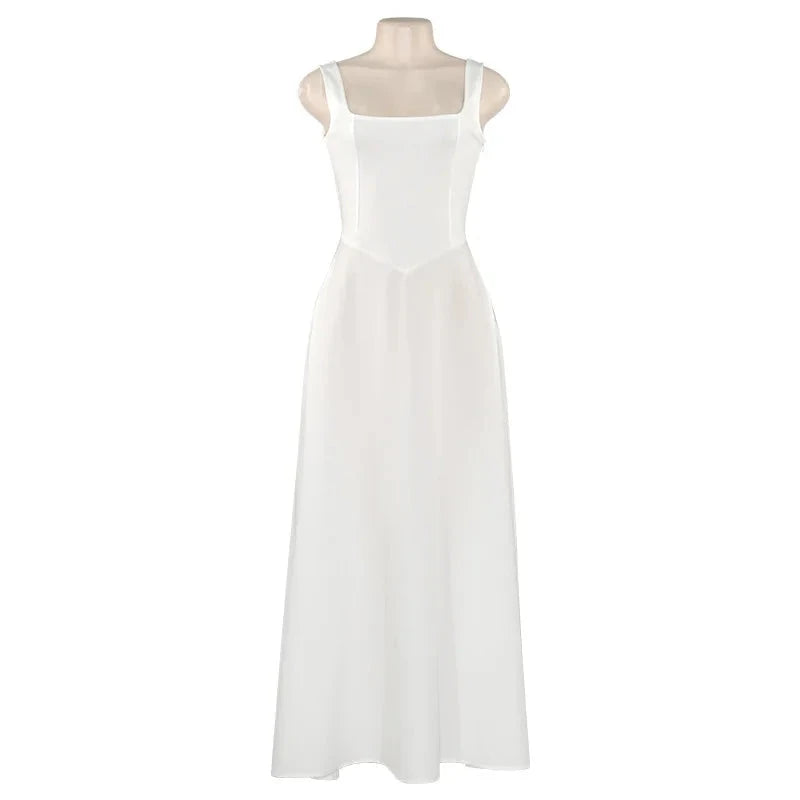JULISSA MO Sexy Square Collar Women Maxi Dress White GlowCart