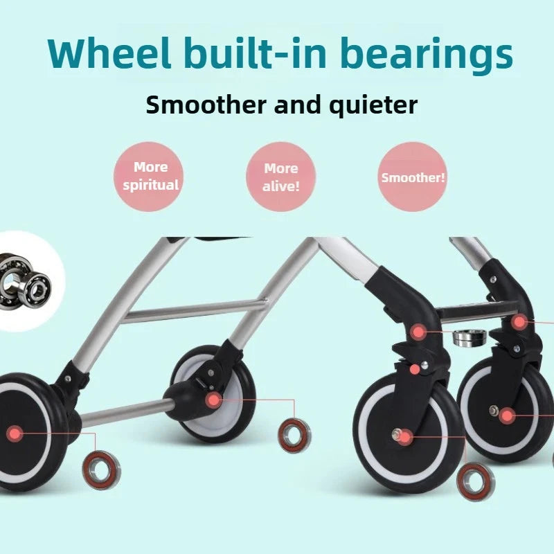 2025 New Baby Stroller, Can Sit or Lie Down, Ultra-light Trolley-type Folding Four-wheel Shock-absorbing Children's Stroller GlowCart