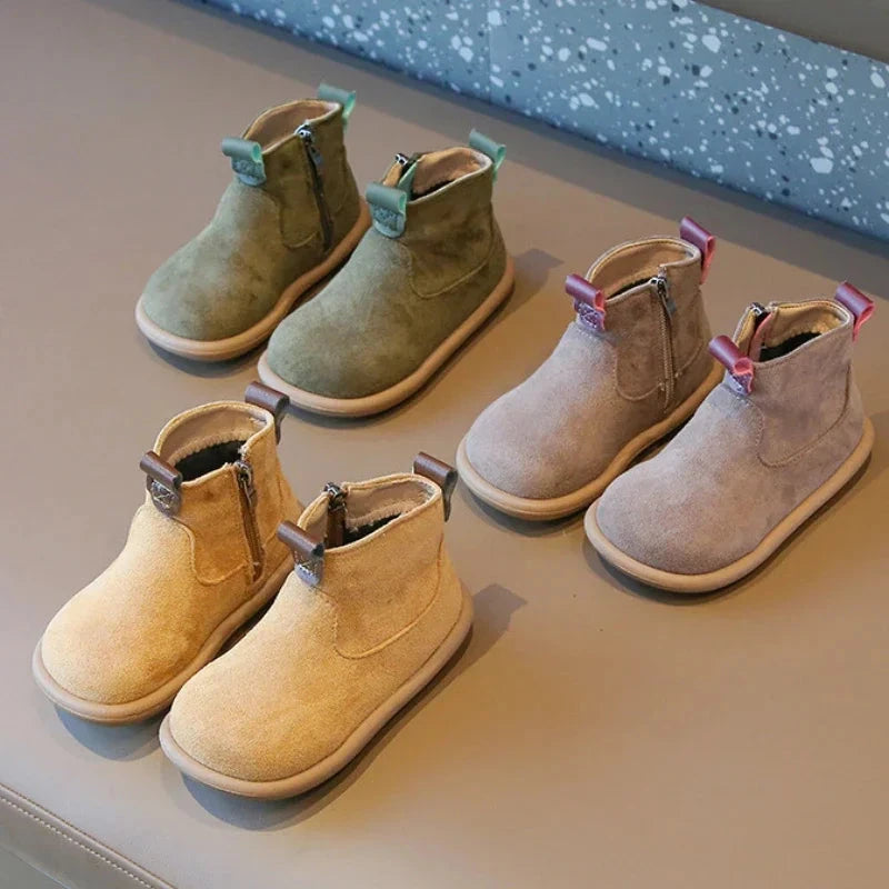 Autumn Winter Baby Boys Girls Boots Oxford Suede Children Casual Shoes Outdoor Anti-slip Infant Shoes Plush Kids Ankle Boots GlowCart