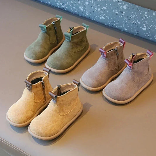 Autumn Winter Baby Boys Girls Boots Oxford Suede Children Casual Shoes Outdoor Anti-slip Infant Shoes Plush Kids Ankle Boots GlowCart